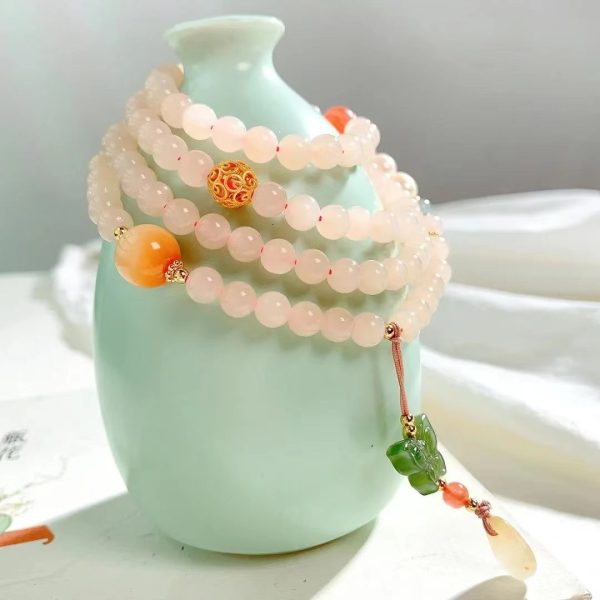 Hetian jade lotus pink necklace-228 - Image 2
